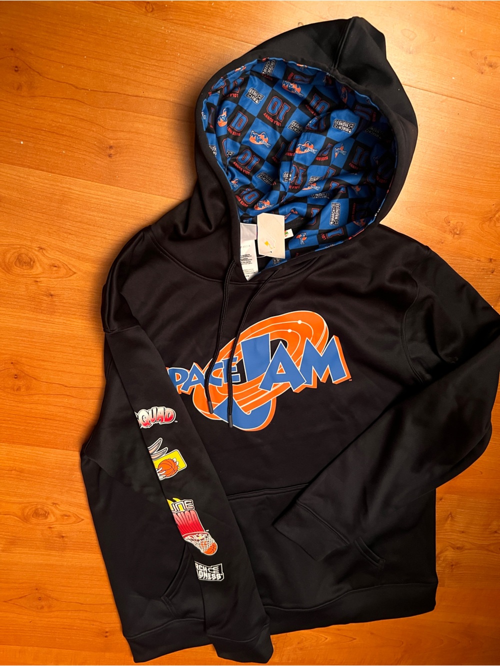 Champion Black Hoodie with Blue & Orange Space Jam Logo